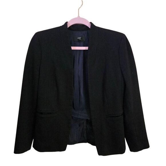 J. Crew 365 Going Out Blazer Stretch Twill Open Front Collarless Black Size 6 - Picture 2 of 7